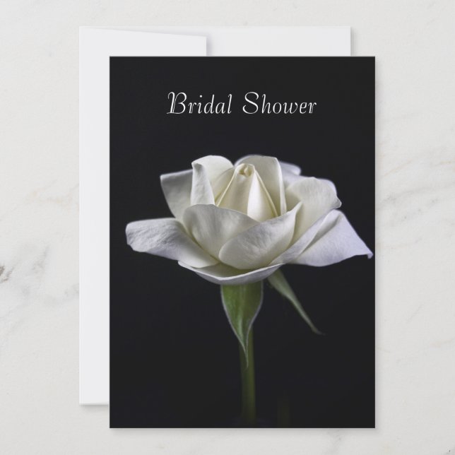 Elegance in White Bridal Shower Invitation (Front)