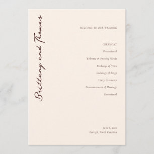 Elegance Minimalist Beige Calligraphy Ceremony Det Programme