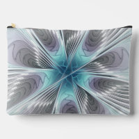 Elegance Modern Blue Grey White Fractal Art Flower
