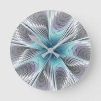 Elegance Modern Blue Grey White Fractal Art Flower
