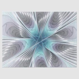 Elegance Modern Blue Grey White Fractal Art Flower Tissue Paper