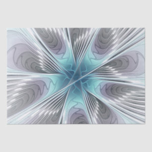 Elegance Modern Blue Grey White Fractal Art Flower Tissue Paper