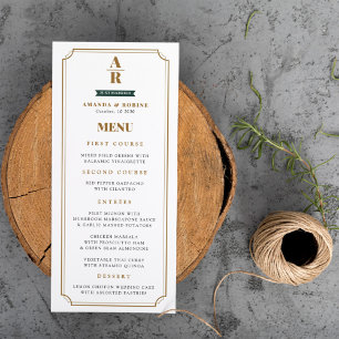 Elegance Modern Initials Wedding  Menu