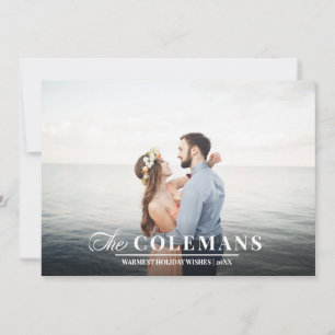 Elegance Nautical Blue Holiday two photo Card