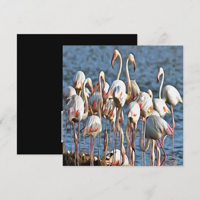 Elegance Of Artistic Pink Flamingos Invitation (Front/Back)