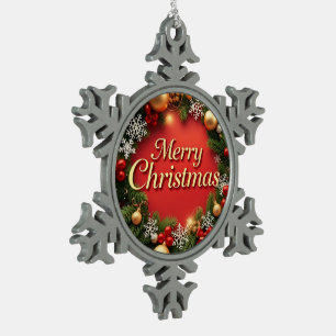 Elegance of Christmas: A Festive Celebration  Snowflake Pewter Christmas Ornament