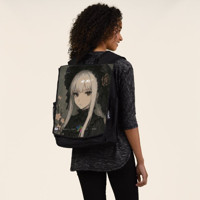 Elegance of the Midnight Blossom Maiden Premium Backpack (Worn)