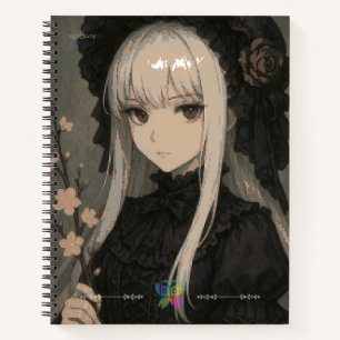Elegance of the Midnight Blossom Maiden Premium Notebook