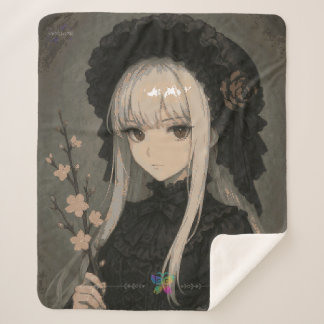 Elegance of the Midnight Blossom Maiden Premium Sherpa Blanket