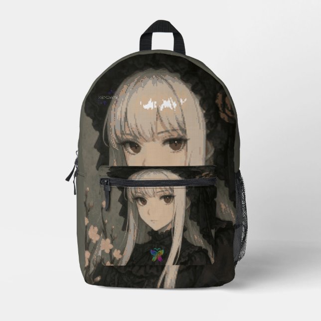 Elegance of the Midnight Blossom Maiden Standard Printed Backpack (Front)