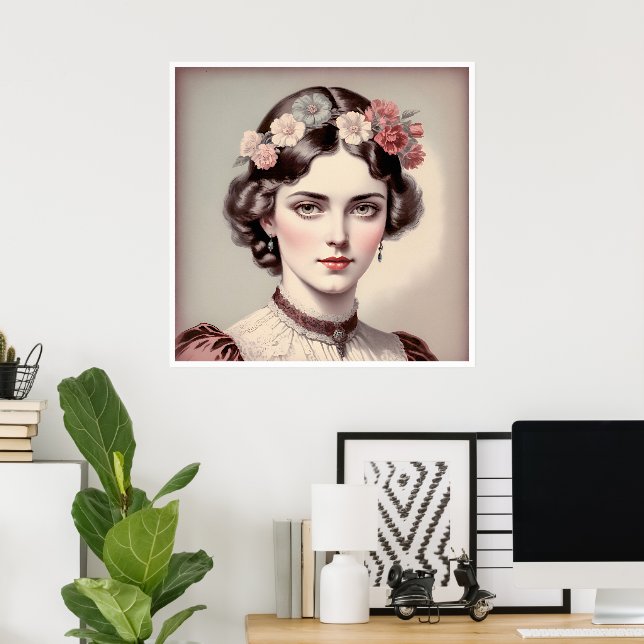 Elegance of yesteryear, beauty with crowned flower poster (Home Office)