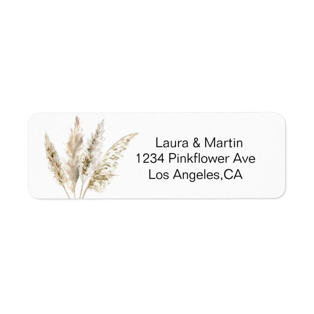 Elegance pampas watercolor grass  Label (Front)
