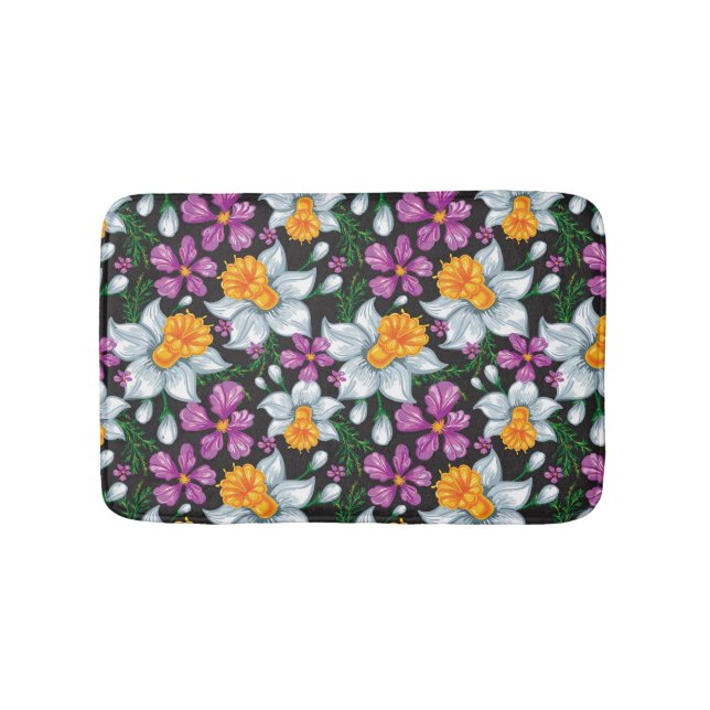 Elegance pattern with narcissus flowers 2 bath mat (Front)