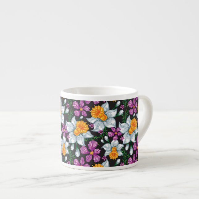 Elegance pattern with narcissus flowers 2 espresso cup (Front Right)