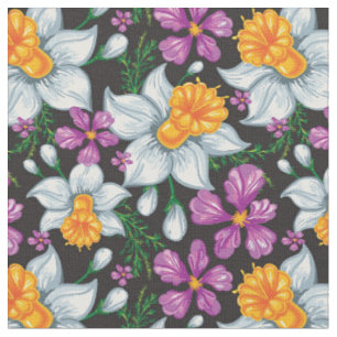 Elegance pattern with narcissus flowers 2 fabric