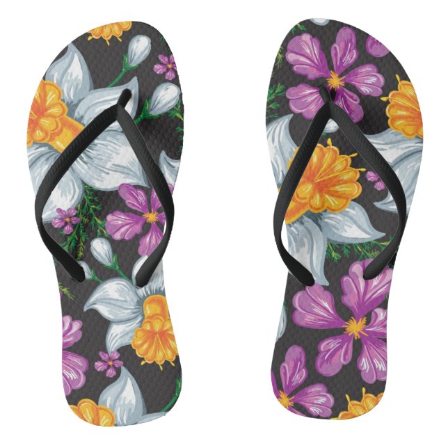 Elegance pattern with narcissus flowers 2 flip flops (Footbed)