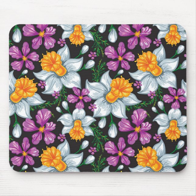 Elegance pattern with narcissus flowers 2 mouse mat (Front)