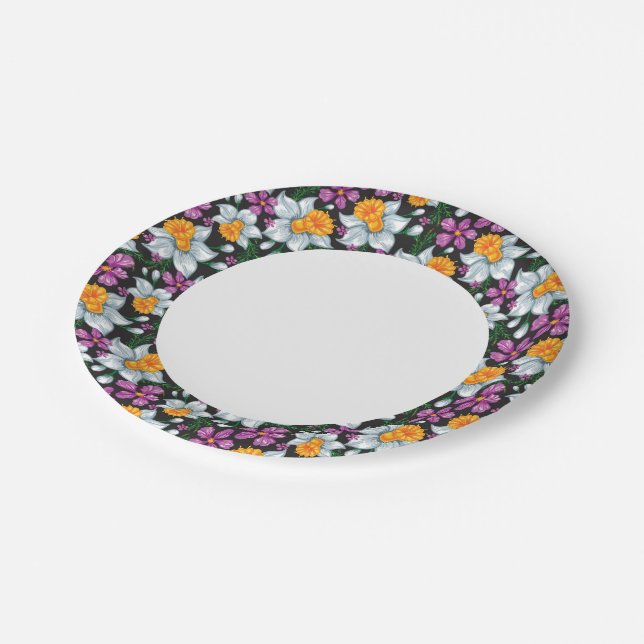 Elegance pattern with narcissus flowers 2 paper plate (Angled)