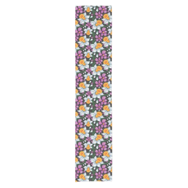 Elegance pattern with narcissus flowers 2 short table runner (Front)