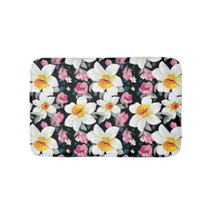 Elegance pattern with narcissus flowers bath mat