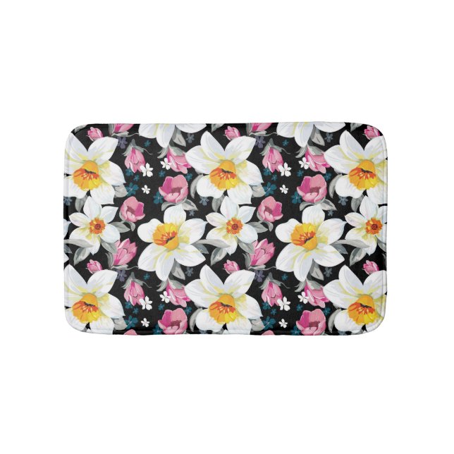 Elegance pattern with narcissus flowers bath mat (Front)