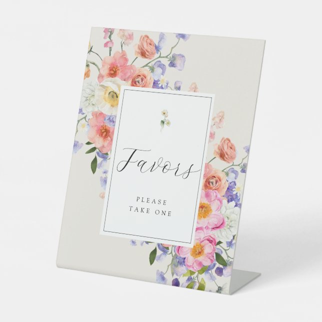 Elegance Pink Boho Floral Favours Sign (Front)
