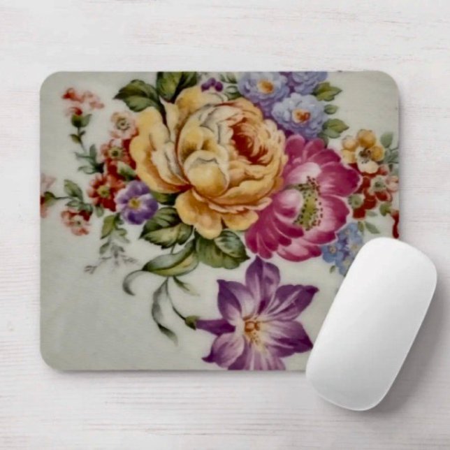 Elegance: Porcelain-Inspired Floral Mouse Pad    Mouse Mat (Creator Uploaded)