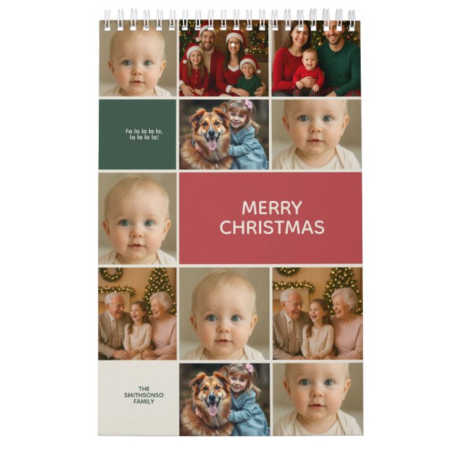 elegance red green ivory images collage Christmas Calendar (Cover)