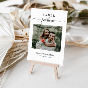 Elegance Script Photo Wedding Table No Fourteen Number
