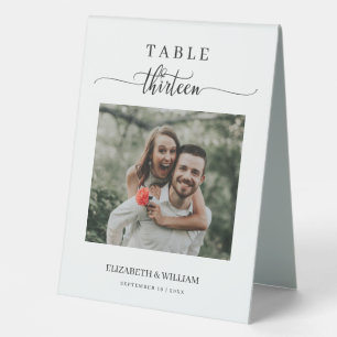 Elegance Script Photo Wedding Table No Thirteen