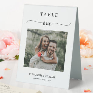 Elegance Script Photo Wedding Table Number One