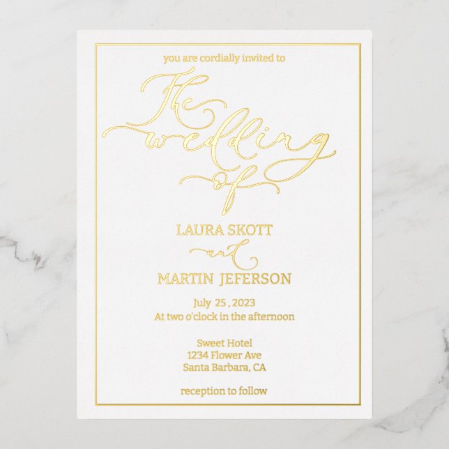 Elegance Script text based invite Foil  (Front)