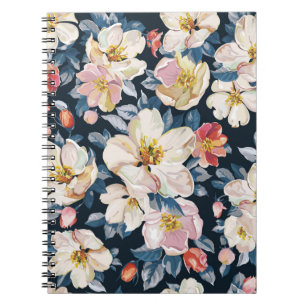 Elegance seamless pattern with blossoming apple tr notebook