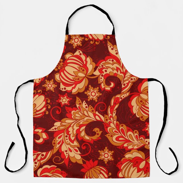elegance seamless pattern with ethnic flowers, vin apron (Front)