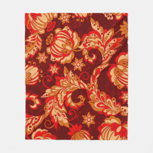 elegance seamless pattern with ethnic flowers, vin fleece blanket