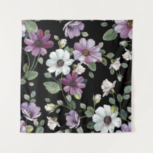Elegance seamless pattern with flowers cosmos tapestry