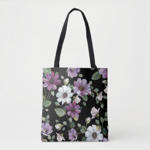 Elegance seamless pattern with flowers cosmos tote bag