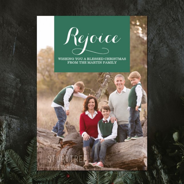 Elegance Squared Holiday Photo Card | Green (Green Elegance Squared Holiday Photo Card)