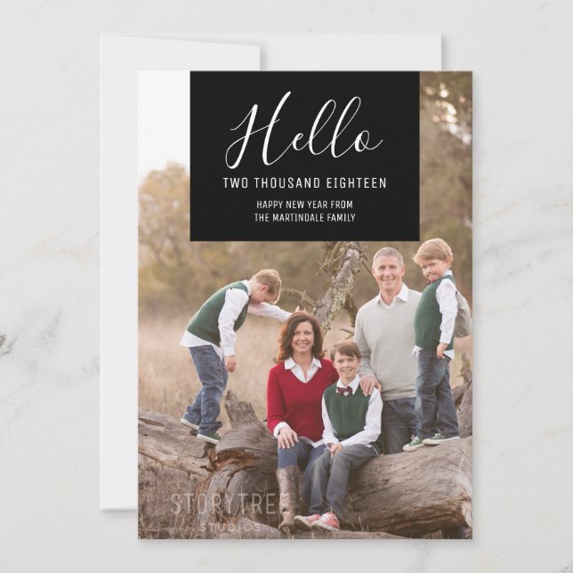 Elegance Squared New Year's Photo Card | Black (Front)