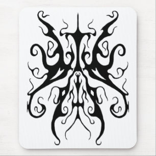 Elegance Tribal Tattoo - black and white Mouse Pad