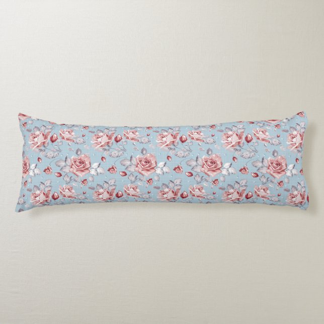 Elegance wallpaper pattern of pink roses 2 body cushion (Front)