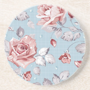 Elegance wallpaper pattern of pink roses 2 coaster