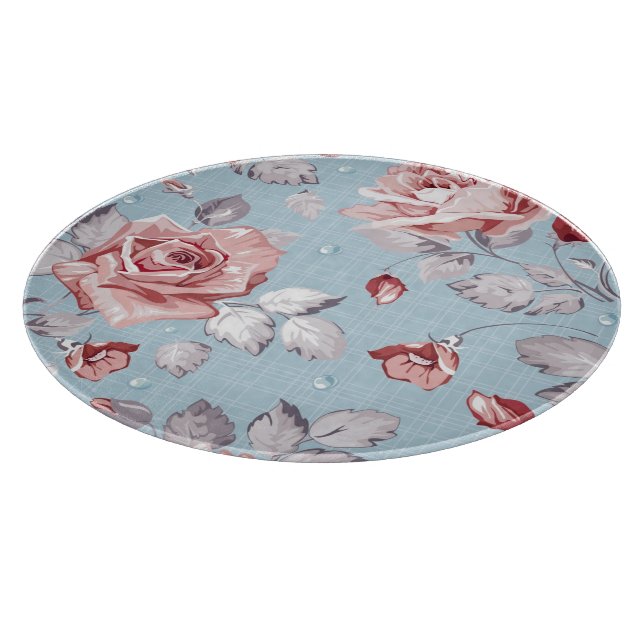Elegance wallpaper pattern of pink roses 2 cutting board (Corner)