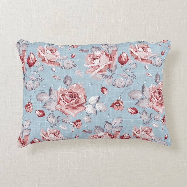 Elegance wallpaper pattern of pink roses 2 decorative cushion (Front)