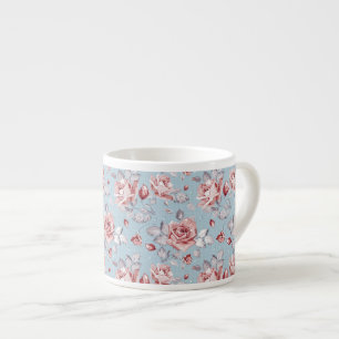 Elegance wallpaper pattern of pink roses 2 espresso cup