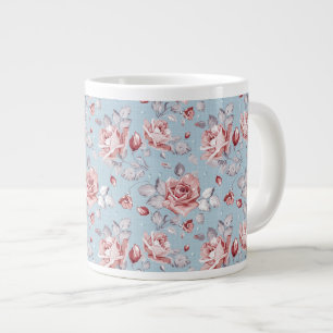 Elegance wallpaper pattern of pink roses 2 large coffee mug