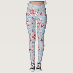 Elegance wallpaper pattern of pink roses 2 leggings