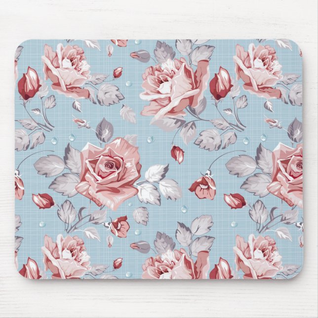 Elegance wallpaper pattern of pink roses 2 mouse mat (Front)