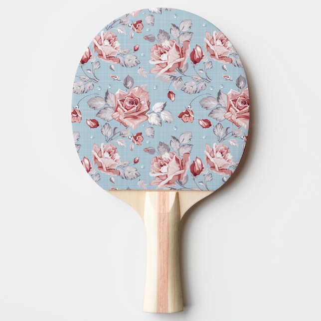 Elegance wallpaper pattern of pink roses 2 ping pong paddle (Front)