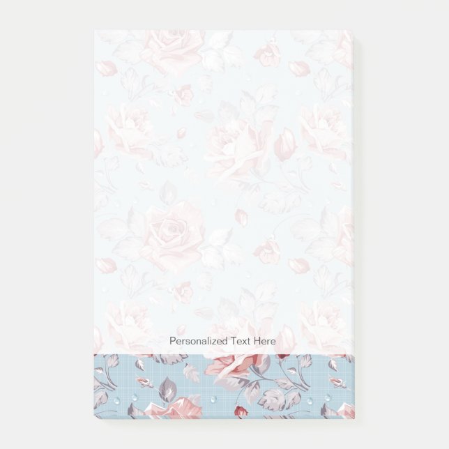Elegance wallpaper pattern of pink roses 2 post-it notes (Front)